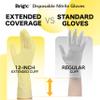 Brigic 12-Inch Extended Disposable Nitrile Gloves | Latex-Free & Powder-Free | Full Palm Textured Grip | Multipurpose for Home, Kitchen, Beauty & Garden lemon Yellow, Large (Pack of 100) view 2