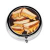 Pill Box Small Pill Case for Pocket & Purse Pill Organizer Portable Pill Container Cute Medicine Organizer Cheese Sandwiches Travel Pillbox for Vitamin Fish Oil Supplements view 1