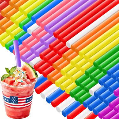 100Pcs Jumbo Smoothie Straws,Disposable Plastic Large Wide-mouthed Milkshake Straw for Bubble Tea,Party,Birthday,0.4 x 8.3inch(Colorful)