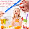 100Pcs Jumbo Smoothie Straws,Disposable Plastic Large Wide-mouthed Milkshake Straw for Bubble Tea,Party,Birthday,0.4 x 8.3inch(Colorful) view 3