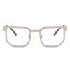 AOOLIA Square Reading Glasses for Men Women, Metal Spring Hinge Men Eyewear Frame, Anti-Blue Light Coating Glasses (Silver, 3, x) view 2