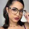 AOOLIA Square Reading Glasses for Men Women, Metal Spring Hinge Men Eyewear Frame, Anti-Blue Light Coating Glasses (Silver, 3, x) view 3