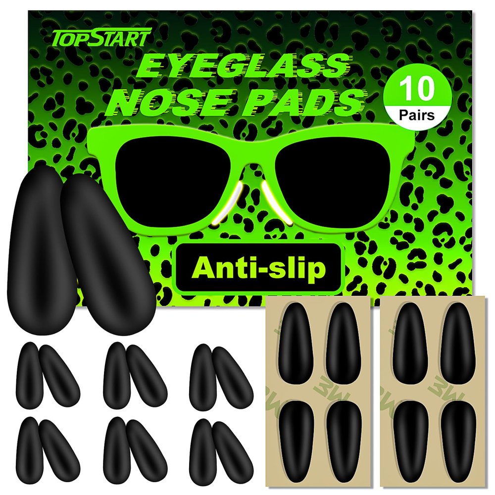 1.6mm Ultra-Thin Anti-Slip 17mm Long Silicone Nose Pads for Glasses-Replacement Anti-Slip Nose Pads, with Super Sticky Backing for Eyeglasses, Sunglasses & Blue Light Glasses