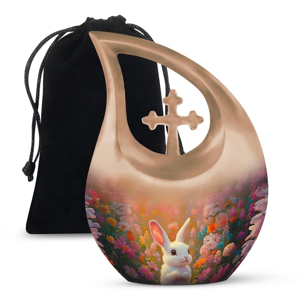 JAGLASH Rabbit Cremation Urn for Ashes - Tear Drop Urns for Human Ashes - 10 Bunny Memorial Urn for Adults