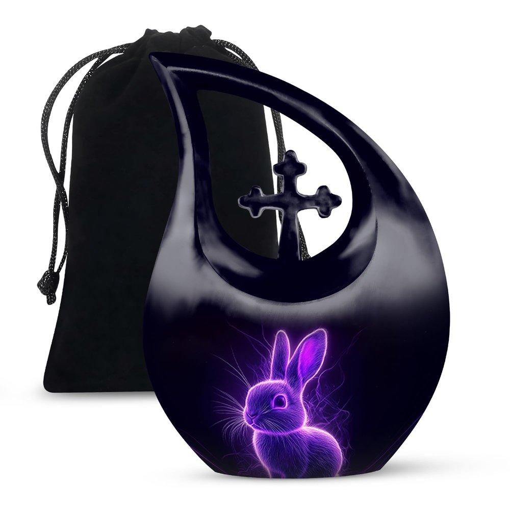 JAGLASH Rabbit Large Memorial urns for Ashes Adult Man - Funeral urn for Ashe Adult Female - Burial Decorative Ashes 10 inch
