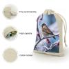 FZQVSGW 8 Pack Favors Bags Bird And Snow Burlap Bags Reusable Drawstring Gift Bag for Party Decorations view 3