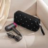 RSRSLEII Large Quilted Hair Tools Travel Bag with Bow Pattern,Black view 2
