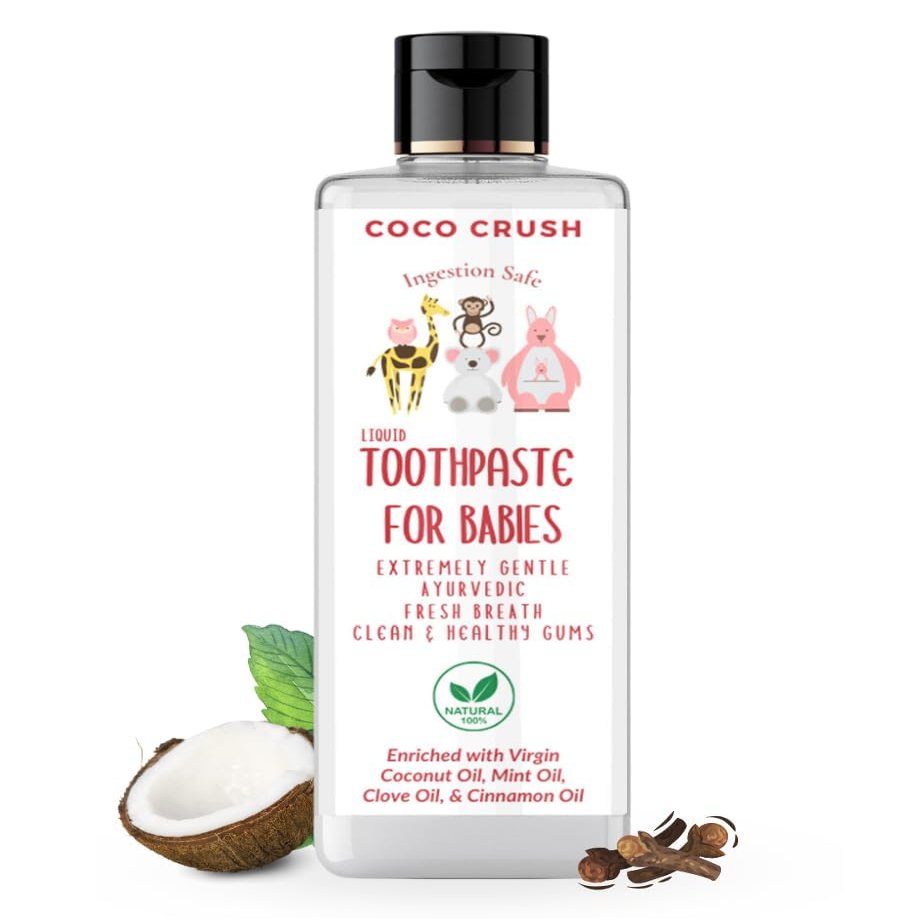 Coco_Crush Ayurvedic Liquid Toothpaste for Babies & Kids | 100% Natural Oral Care, Fluoride Free, SLS Free, No Artificial Flavours | Gentle & Ingestion Safe (50ml)