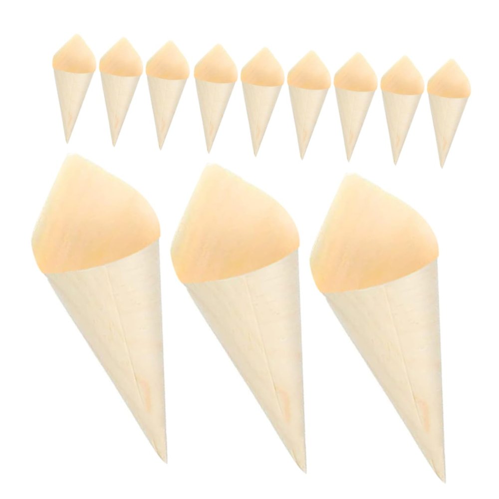 VALICLUD 50pcs Wooden Ice Cream Containers for Food Cones Charcuterie Cones Wedding Decor Ice Molds