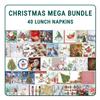 Mega Bundle of Decoupage Paper Napkins I 40 Various 3-Ply Lunch Napkins I Decorative Paper Napkins for Decoupage, Craft, Scrapbooking I Junk Journal Supplies (CHRISTMAS MEGA BUNDLE) view 1
