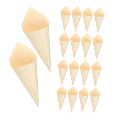GLEAVI 50pcs Wooden Ice Cream Cones Miniature Cones for Baking Charcuterie Parties Hand Comfort Natural Insulation