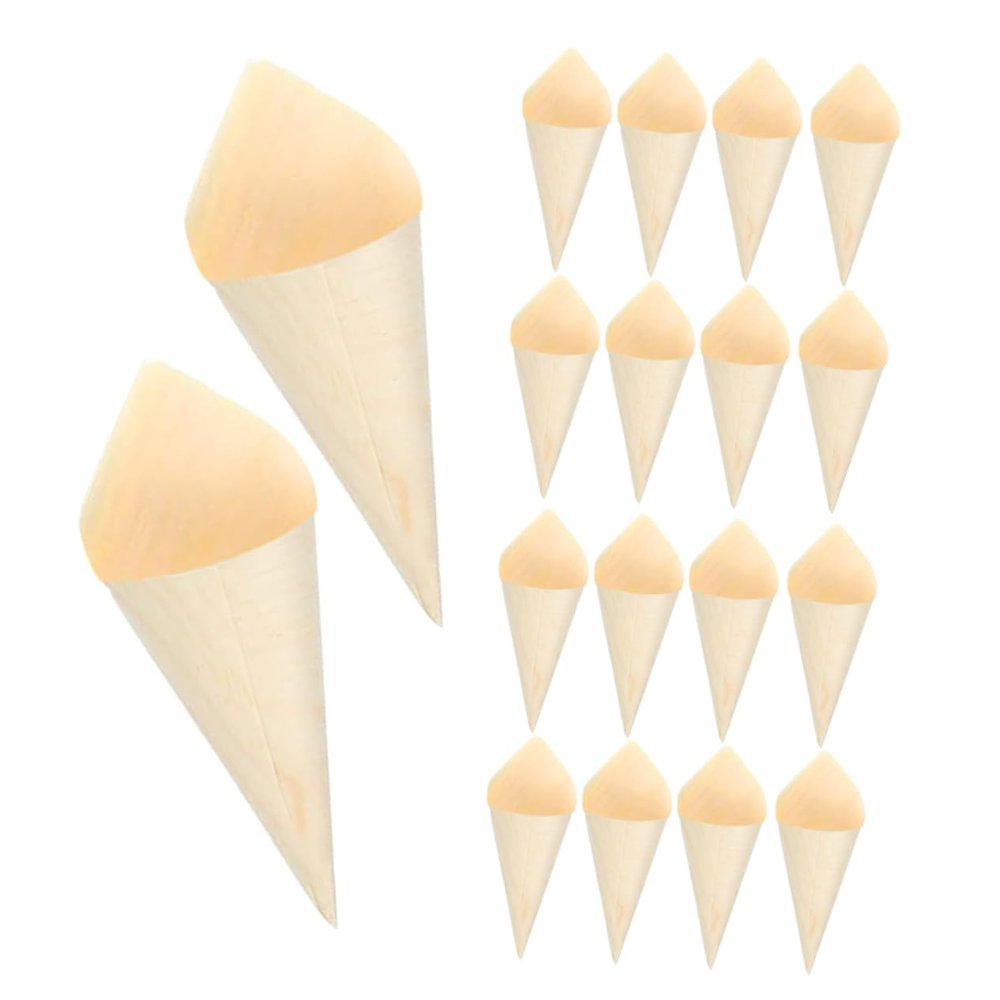 GLEAVI 50pcs Wooden Ice Cream Cones Miniature Cones for Baking Charcuterie Parties Hand Comfort Natural Insulation