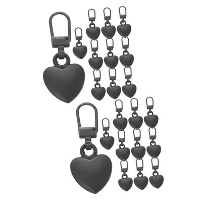 VILLCASE 24pcs Detachable Zipper Pulls Easy-Install Replacement Zipper Tabs for Bags Jackets and Boots Heart-Shaped for Projects