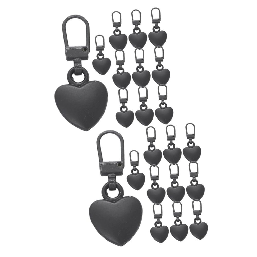 VILLCASE 24pcs Detachable Zipper Pulls Easy-Install Replacement Zipper Tabs for Bags Jackets and Boots Heart-Shaped for Projects