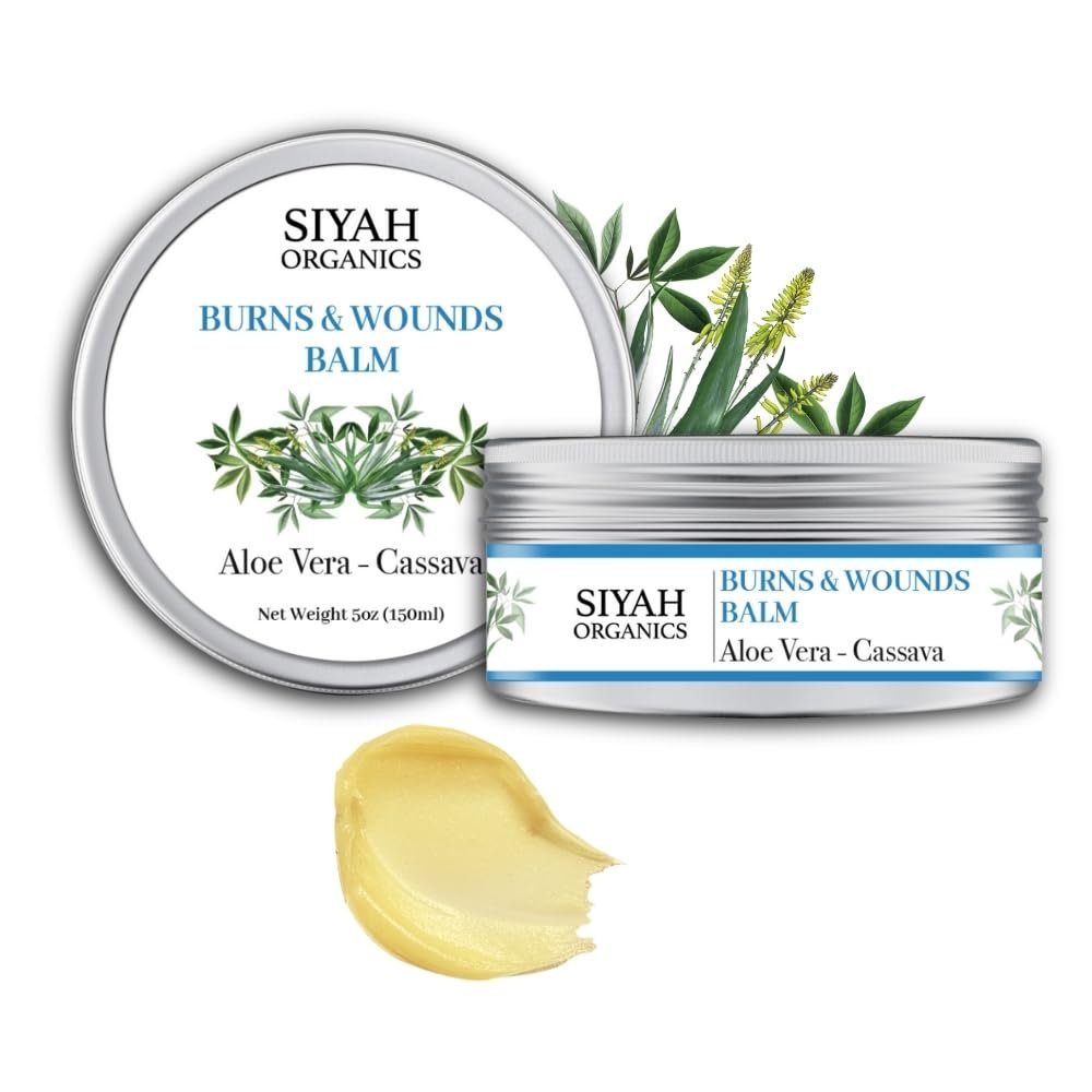 Burns & Wounds Balm with Aloe Vera & Cassava Soothing, Repairing, and Regenerating Skin Balm 5oz