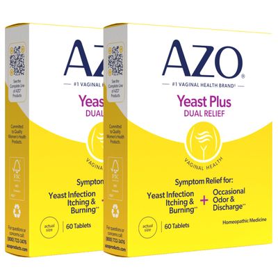 AZO Yeast Plus Dual Yeast Infection Pills Symptom Relief for Women, 120 Ct