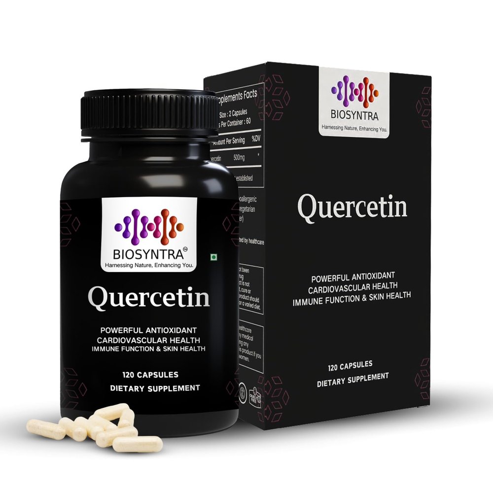 Biosyntra Pure Quercetin 500mg - Pure Quercetin Capsules for Immune Support & Cellular Protection Gluten-Free, Non-GMO, 120 Capsules