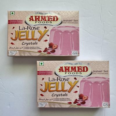 Ahmed Foods La Rose Jelly Crystals,Instant Set Jello 70g (2 Packs) - Certified Halal