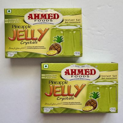 Ahmed Foods Pineapple Jelly Crystals, Instant Set Jello 70g (2 Packs) - Certified Halal