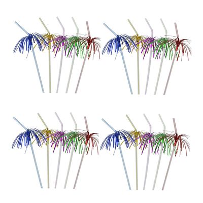 Amosfun 50pcs Plastic Drinking Straws Random Colors Single Use Party Decoration for Cocktails and Cold Drinks