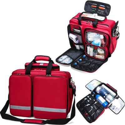 TTXNJKBF Portable First Aid Kit Bag, Waterproof Oxford Cloth Nurse Tote Bag, Outdoor Emergency Medical Kit, High capacity Medical Shoulder Bag(Red)