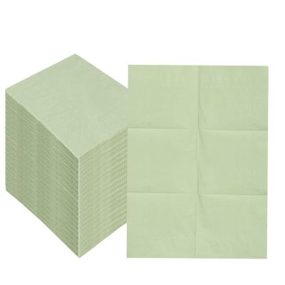 Gilyaoic 100PCS Disposable Sage Green Guest Napkins Paper Green Disposable Disposable Hand Towels for Bathroom,Baby Shower,Wedding,Birthday(6.5 * 4.8 Inches)