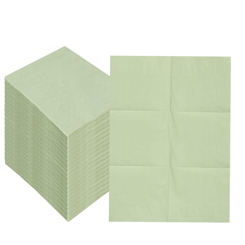 Gilyaoic 100PCS Disposable Sage Green Guest Napkins Paper Green Disposable Disposable Hand Towels for Bathroom,Baby Shower,Wedding,Birthday(6.5 * 4.8 Inches)