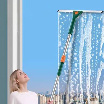 Katzowen Window Scraper Cleaner Tool, Window Cleaning Pole Kit, 59 86 Inch Long Telescopic Squeegee Window Cleaner with Microfiber Pads,for Outside Household Porch Glass(59.1in/1.5m)