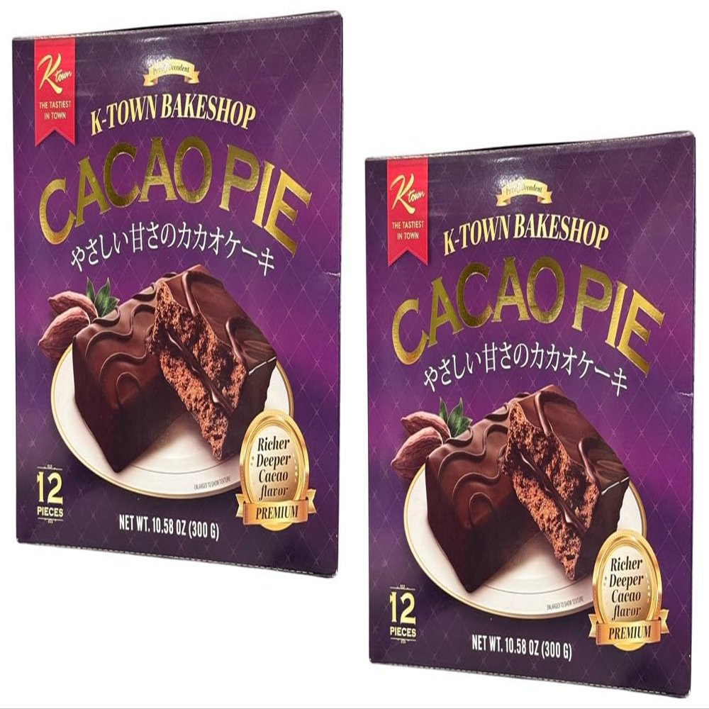 2 Packs - Cacao Pie - Banh Cacao - 12 Cakes per Box with 2 Boxes per Order - Product of Korea
