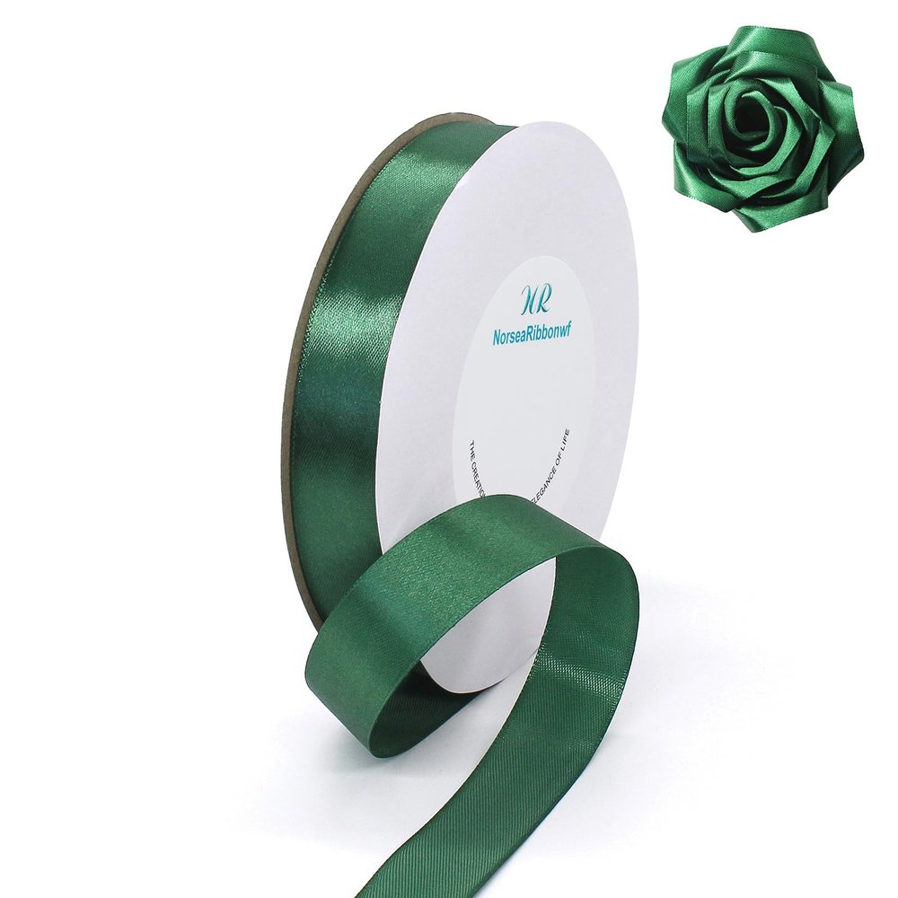 100 Yards Ribbon,1 inch Green Satin Ribbon Perfect for Wedding Decoration, Bouquet Crafts, Sewing Decoration, Handmade Bow, Christmas Decoration and So On