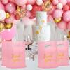 100 Pack Thank You Bags, 9x12 Inch Thank You Merchandise Bags Extra Thick Reusable Plastic Shopping Bag with Handles Goodie Bag for Small Business Retail Boutique Wedding Birthday Party Gifts (Pink) view 2