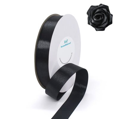 100 Yards Ribbon,1inch Black Satin Ribbon Perfect for Wedding Decoration, Bouquet Crafts, Sewing Decoration, Handmade Bow, Christmas Decoration and So On