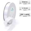 100 Yards Ribbon,1inch White Satin Ribbon Perfect for Wedding Decoration, Bouquet Crafts, Sewing Decoration, Handmade Bow, Christmas Decoration and So On view 2