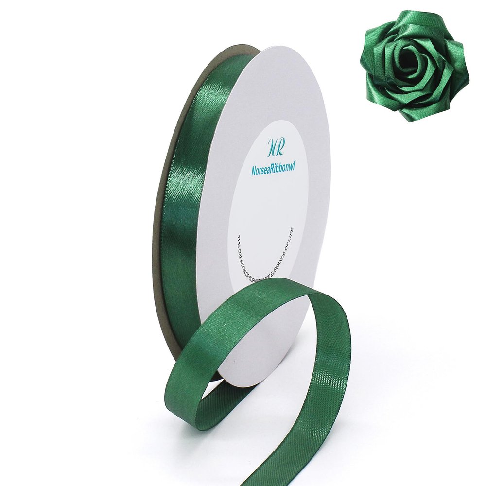 100 Yards Ribbon,5/8 inch Green Satin Ribbon Perfect for Wedding Decoration, Bouquet Crafts, Sewing Decoration, Handmade Bow, Christmas Decoration and So On