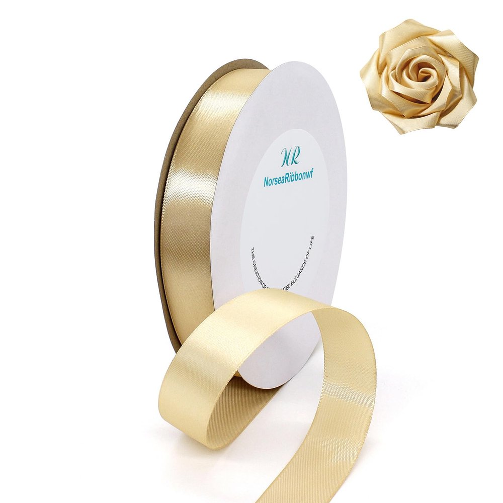 100 Yards Ribbon,1inch Gold Satin Ribbon Perfect for Wedding Decoration, Bouquet Crafts, Sewing Decoration, Handmade Bow, Christmas Decoration and So On
