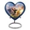 Casketique Hummingbird Cremation Urns for Adult Ashes Women - Blue Heart Memorial Urns for Human Ashes Adult Man - Mini Funeral Urn for Mom - Flower Urn for Loss of Loved One - 3 Inch view 1