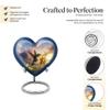 Casketique Hummingbird Cremation Urns for Adult Ashes Women - Blue Heart Memorial Urns for Human Ashes Adult Man - Mini Funeral Urn for Mom - Flower Urn for Loss of Loved One - 3 Inch view 3
