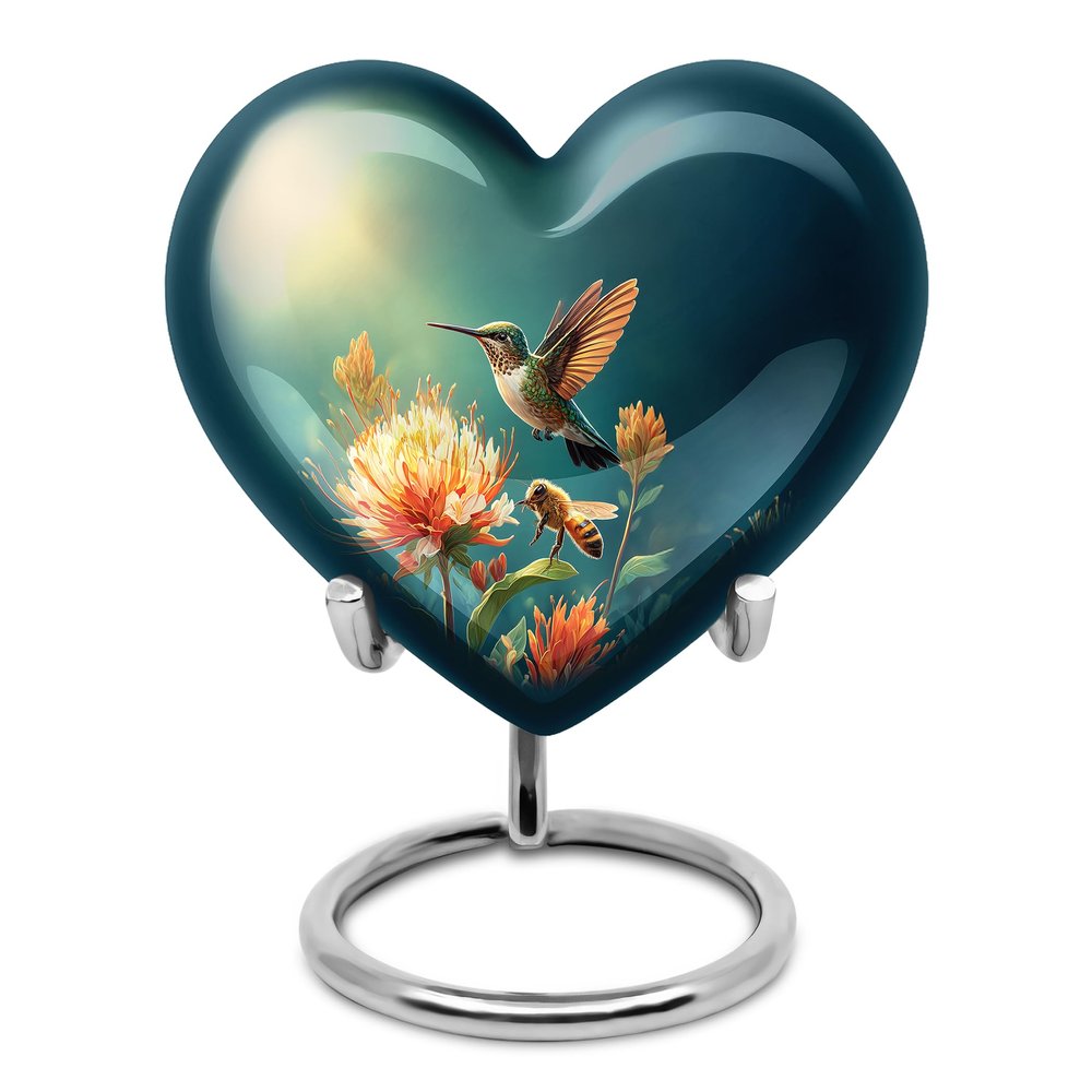 Casketique Hummingbird Mini Funeral Urns for Human Ashes Adult Female - Little Cremation Urns for Adult Male - Keepsake Memorial Urn - Tiny Cremation Urn for Human Ashes Man & Women - 3 Inch