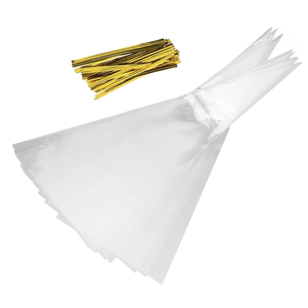 CALLARON 100pcs Triangle Candy Bags Cellophane Cone Shaped Bags for Wedding Party