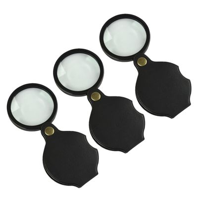 CALLARON 3Pcs Foldable Pocket Magnifier Set Portable Reading Magnifying Glass Protective Cover for Hobbyists and Close Work
