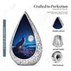 Remembrate Howling Wolf on Rocks Blue Urns for Human Ashes Adult Male and Female - Glowing Moon Burial Urns for Human Ashes 10 Inch - Cremation Urn for Mom and Dad - Large Drop Funeral Urn view 2