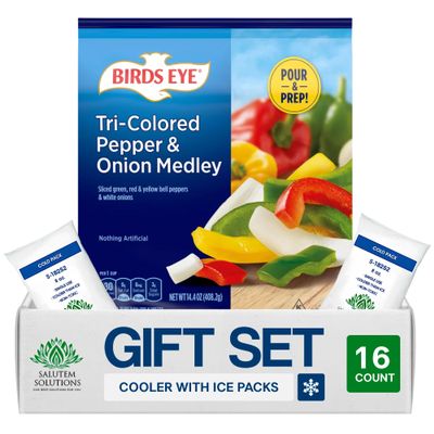 Salutem Vita Frozen Tri-Colored Pepper & Onion Medley, 14.4 oz, Gift Set: Pack of 16