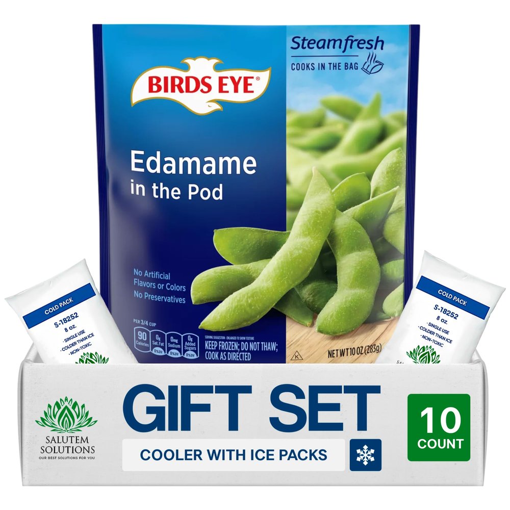 Salutem Vita Steamable Edamame Pods, Frozen Vegetables, 10 oz, Gift Set Pack of 10
