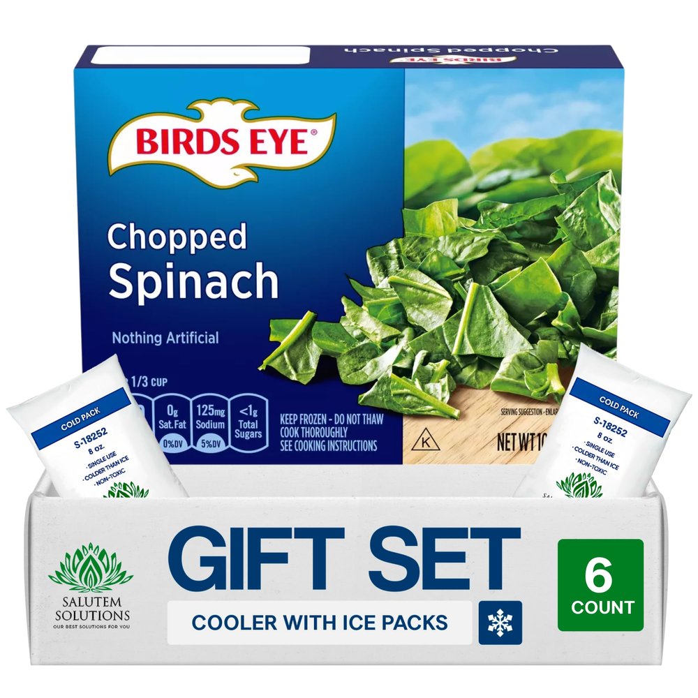 Salutem Vita Frozen Chopped Spinach, Nutrient-Rich Leafy Greens, 10 oz, Gift Set Pack of 6