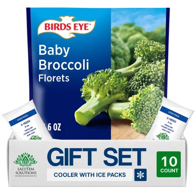 Salutem Vita Frozen Baby Broccoli Florets, Premium Vegetable, 12.6 oz, Gift Set Pack of 10