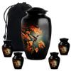 JAGLASH Humming Bird Combo Urn for Men & Women - Keepsake Decorative Urns for Female - Set of 5 Black Urns for Funeral - Human Remains Cremation Urn for Mom & Dad (1 Large, 4 Keepsake) view 1