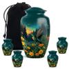JAGLASH Hummingbird Funeral Urns for Human Ashes Adult Female - Green Memorial Urns for Human Ashes Adult Men - Set of 5 Combo Burial Urn for Mom & Dad - Green Cremation Urn (1 Large, 4 Keepsake) view 1
