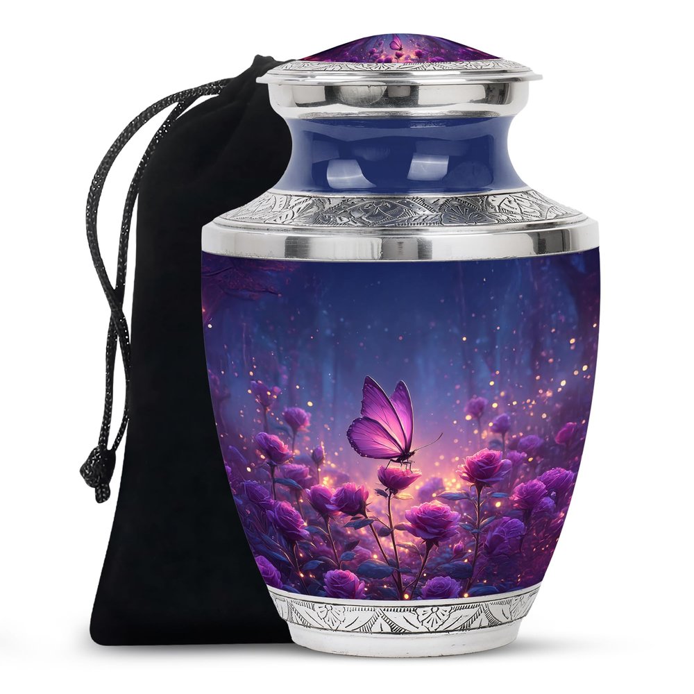 JAGLASH Butterfly Funeral Urn for Ashes for Women - Large Cremation Urn for Mom & Dad - Thoughtful Memorial Urns for Adult Male - Large Burial Urns for Female Ashes - 10 Inch