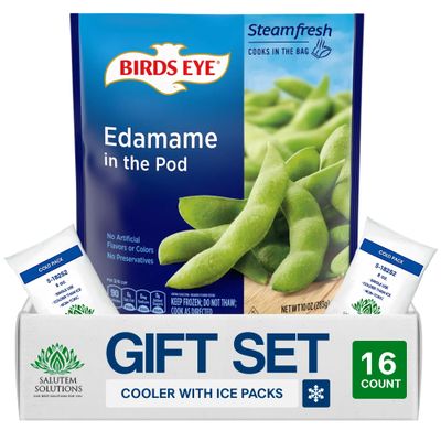 Salutem Vita Steamable Edamame Pods, Frozen Vegetables, 10 oz, Gift Set Pack of 16
