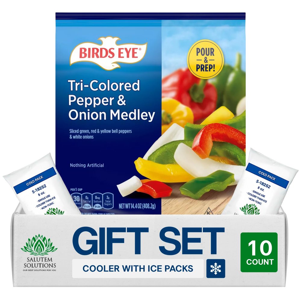 Salutem Vita Frozen Tri-Colored Pepper & Onion Medley, 14.4 oz, Gift Set: Pack of 10